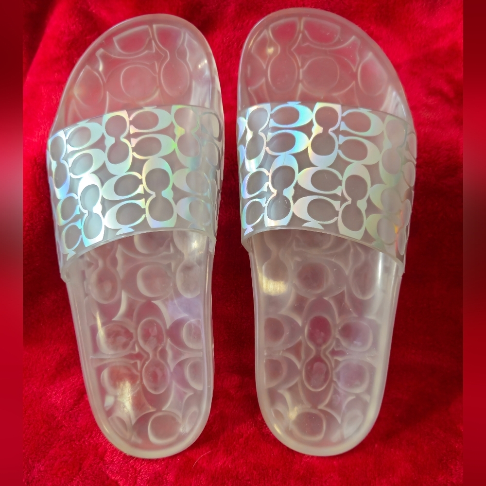 Coach Clear Holographic Jelly Slide Sandals - Clear - Picture 6 of 11